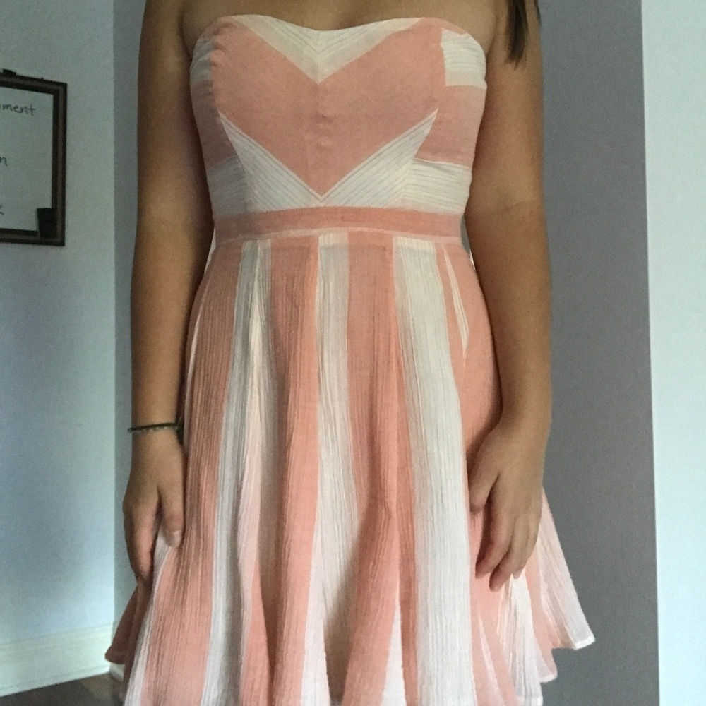 Strapless Chevron Sunset Orange Linen Sundress